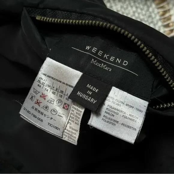 Max Mara Weekend Black Zip Up Long Reversible Puffer Coat Women’s Size US 14 - Picture 11 of 11